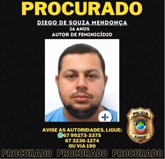 Polícia divulga cartaz e pede informações sobre paradeiro de assassino