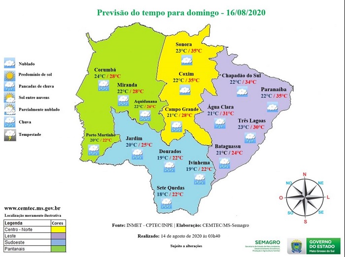 Ponta Porã: Chuva em grande parte do MS eleva umidade do ar e ameniza o calor