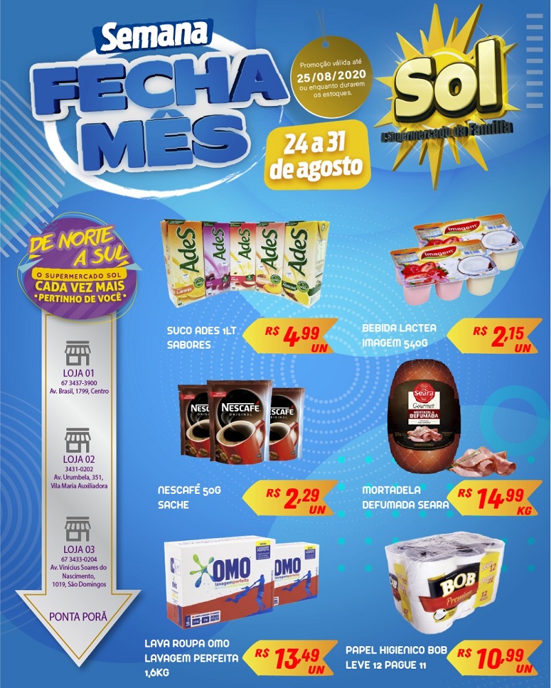 Supermercado Sol e as ofertas da semana fecha mês