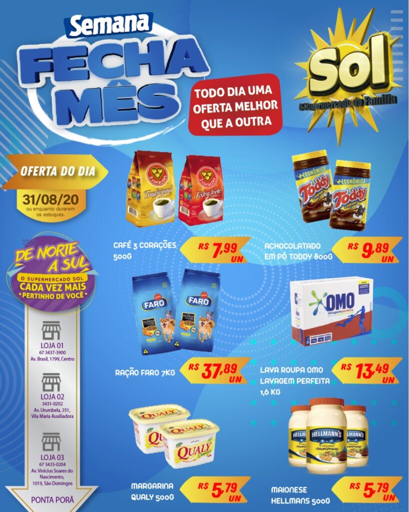 Supermercado Sol e as ofertas da semana fecha mês