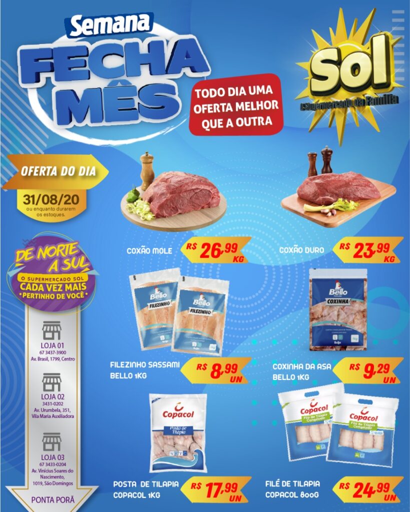 Supermercado Sol e as ofertas da semana fecha mês