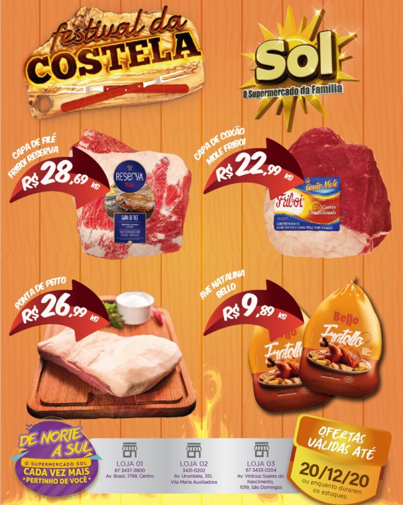 Supermercado Sol e as ofertas do festival da costela