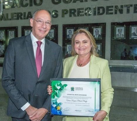 Prefeito e primeira dama de Ponta Porã são homenageados na Assembleia Legislativa