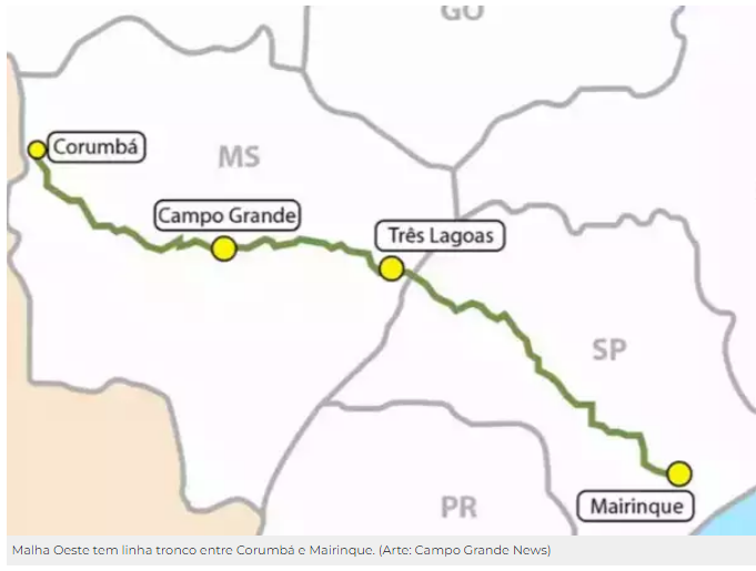 Exclusão do ramal de 355 km até Ponta Porã é polêmica na relicitação de ferrovia