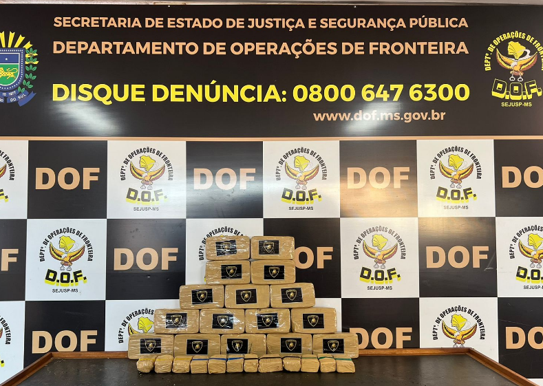 Mais de 20 quilos de cloridrato de cocaína que seguiam para São Paulo são apreendidos pelo DOF