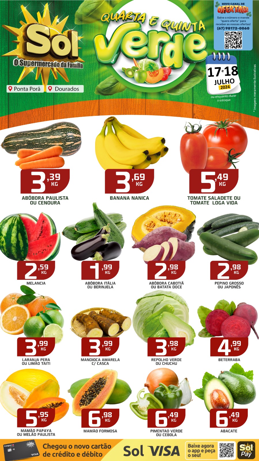 Ofertas da Quarta e Quinta Verde do Supermercado Sol