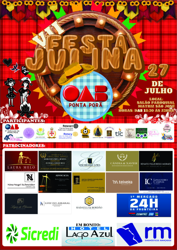 Festa Julina da OAB de Ponta Porã é nesse sábado, dia 27