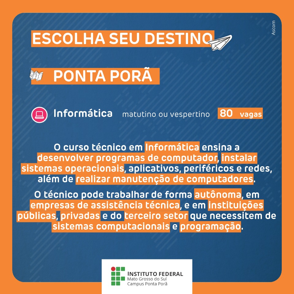 Aberto prazo de inscrição para cursos técnicos integrados