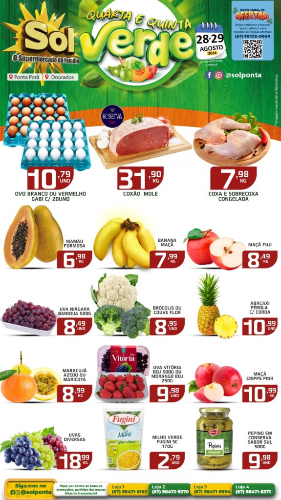 Supermercado Sol e as ofertas da quarta e quinta verde