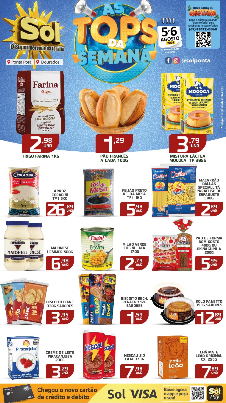 Confira as ofertas Tops da Semana do Supermercado Sol