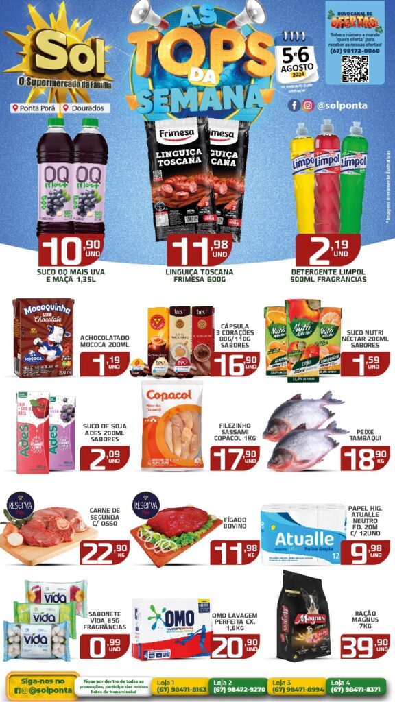 Confira as ofertas Tops da Semana do Supermercado Sol