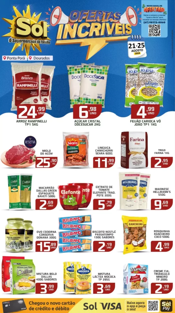 Aproveite as “ofertas incríveis” no Supermercado Sol até domingo (25)