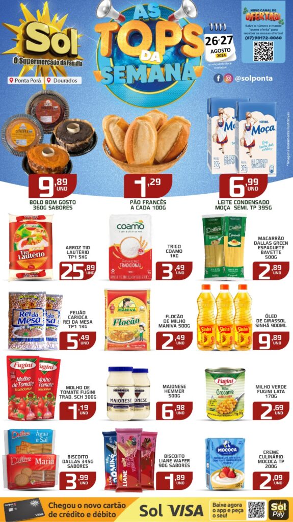 Confira as ofertas Top da Semana do Supermercado Sol