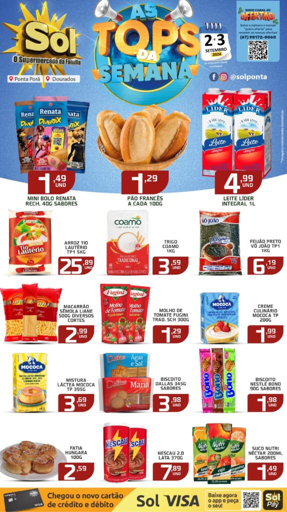 Confira ofertas Top da Semana do Supermercado Sol