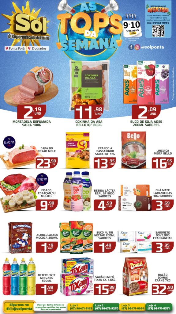 Confira as ofertas Top da Semana do Supermercado Sol