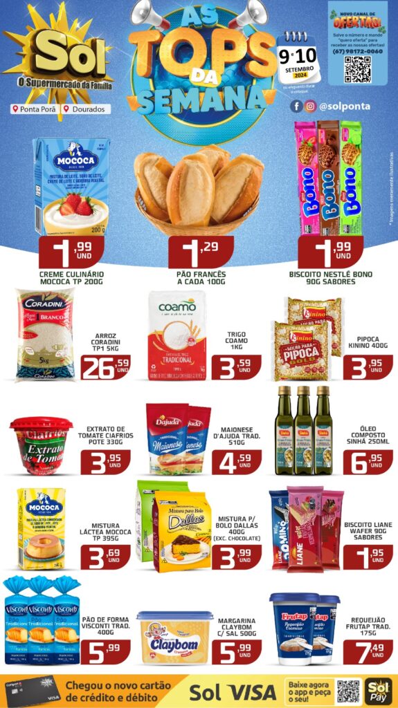 Confira as ofertas Top da Semana do Supermercado Sol