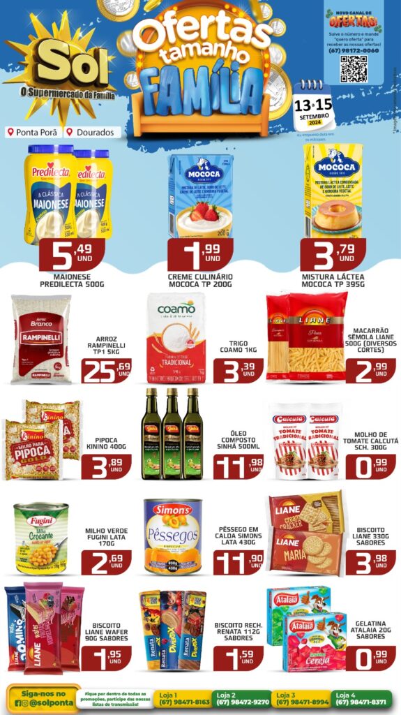 Confira as ofertas Tamanho Família do Supermercado Sol