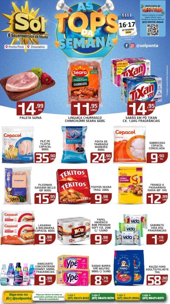 Confira ofertas Top da Semana do Supermercado Sol