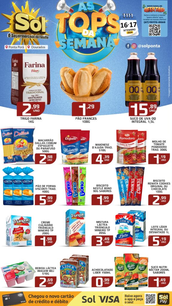 Confira ofertas Top da Semana do Supermercado Sol