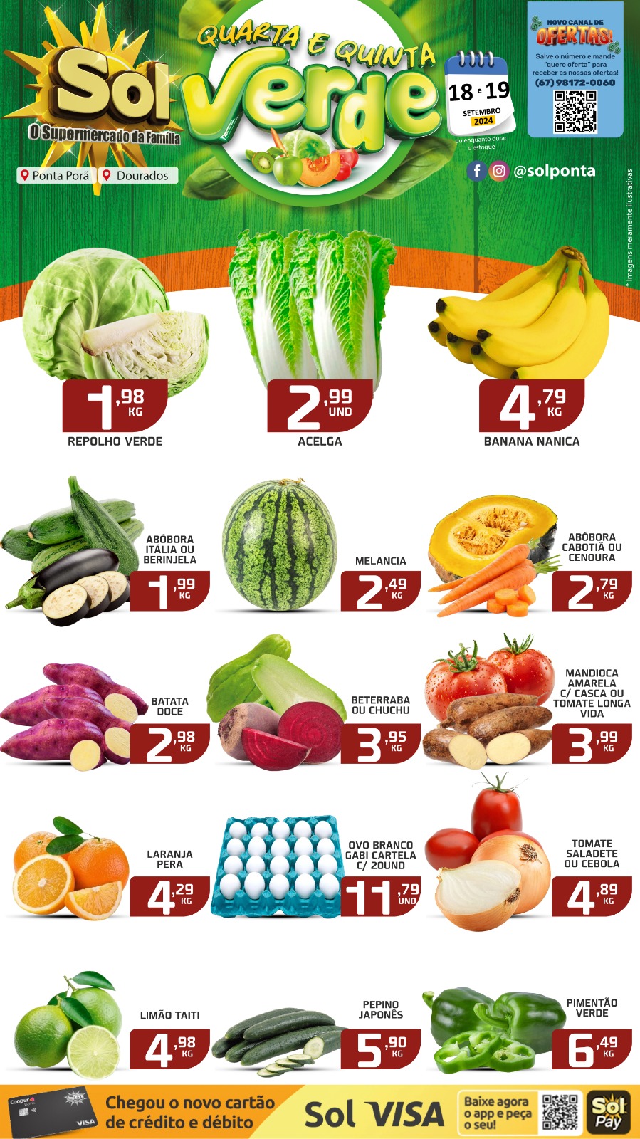 Confira ofertas da Quarta e Quinta Verde do supermercado Sol