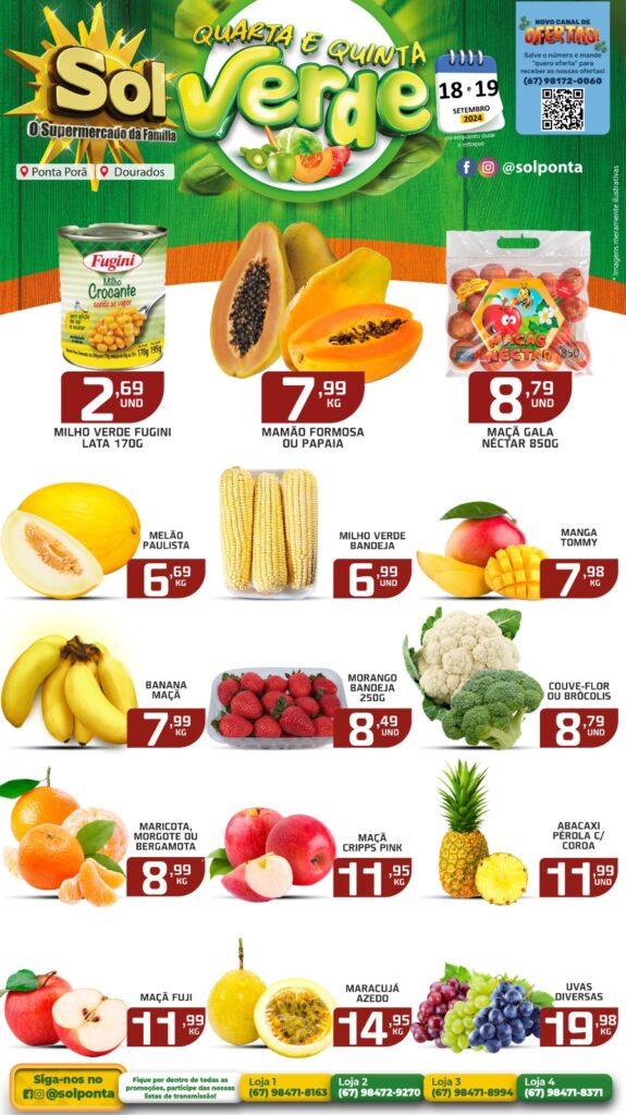 Confira ofertas da Quarta e Quinta Verde do supermercado Sol