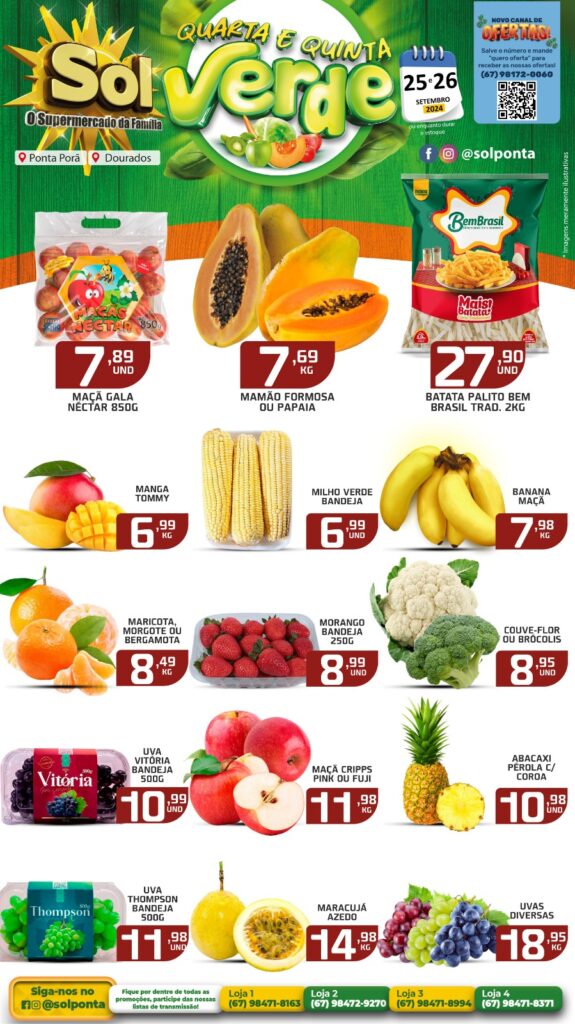 Veja as ofertas da Quarta e Quinta Verde do Supermercado Sol