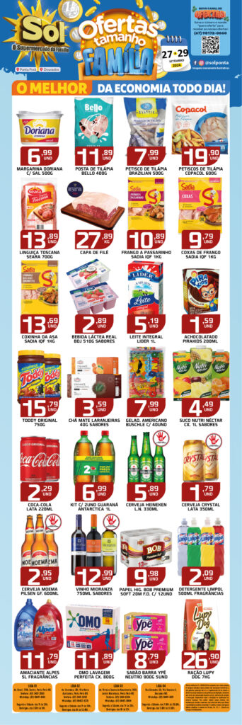 Confira as ofertas Tamanho Família do supermercado Sol