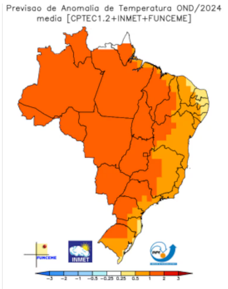 Primavera pode registrar temperaturas mais altas que a média histórica, diz Inmet