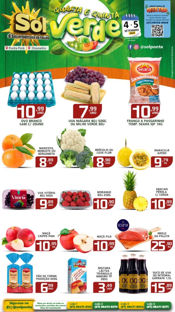 Supermercado Sol e as ofertas da quarta e quinta verde