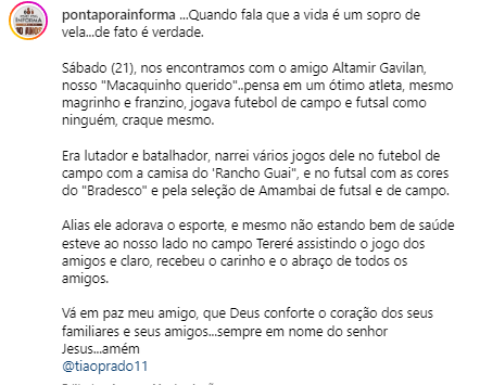 Falece em Amambai Altamir Gavilan, grande esportista