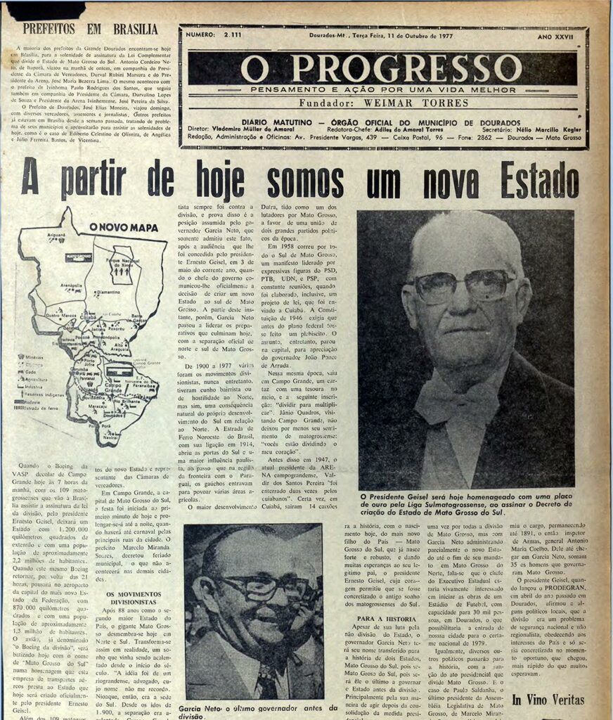 Ponta Porã/Linha do Tempo:1977 divisão do estado de MS