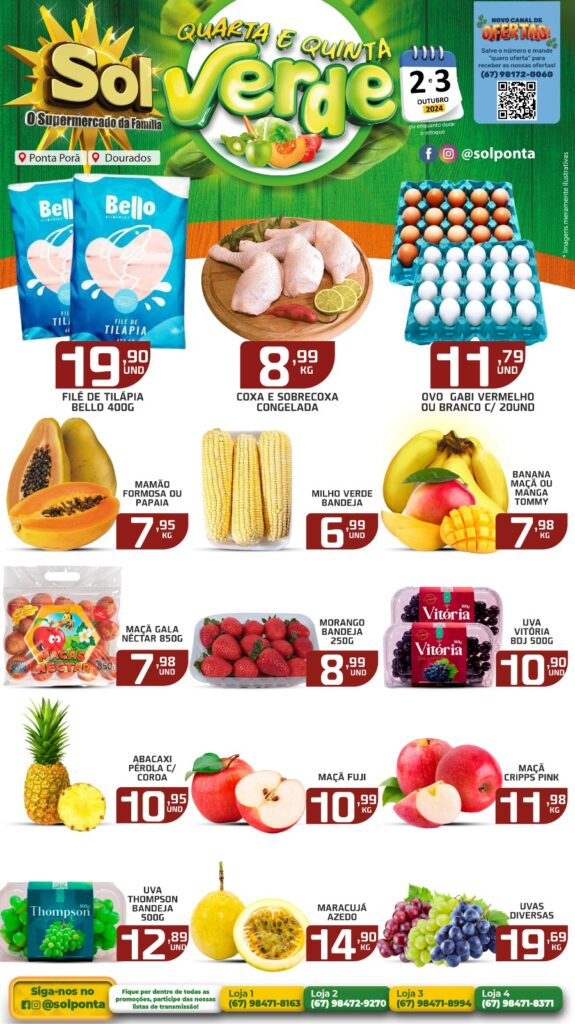 Confira: Ofertas da quarta e quinta verde do Supermercado Sol