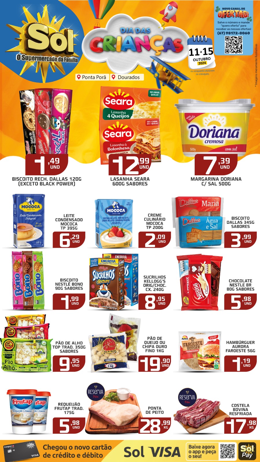 Ofertas dia das Crianças no supermercado Sol