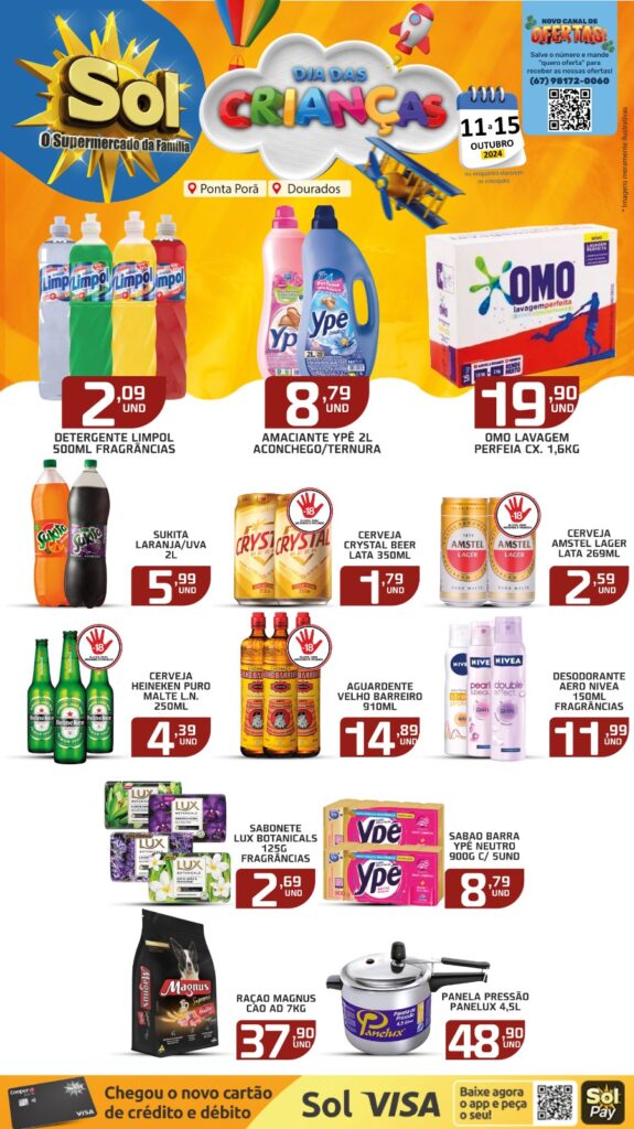 Ofertas dia das Crianças no supermercado Sol