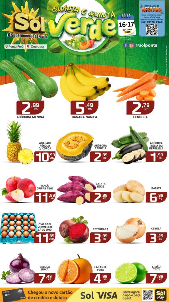 Confira as ofertas da Quarta e Quinta Verde do Supermercado Sol