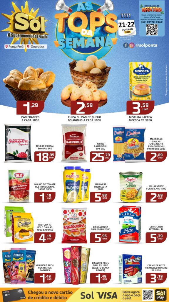 Confira as ofertas Top da Semana do Supermercado Sol