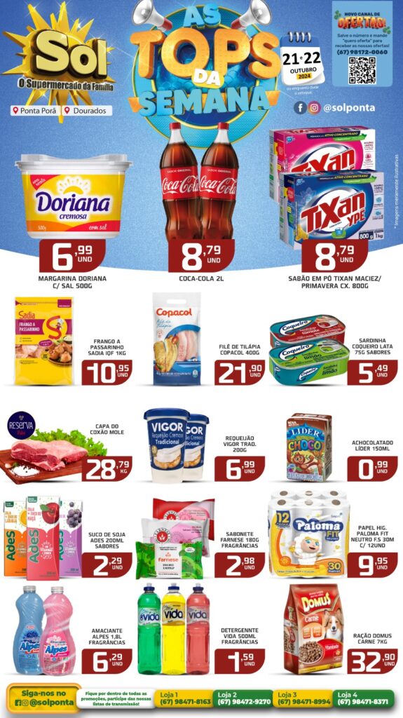 Confira as ofertas Top da Semana do Supermercado Sol