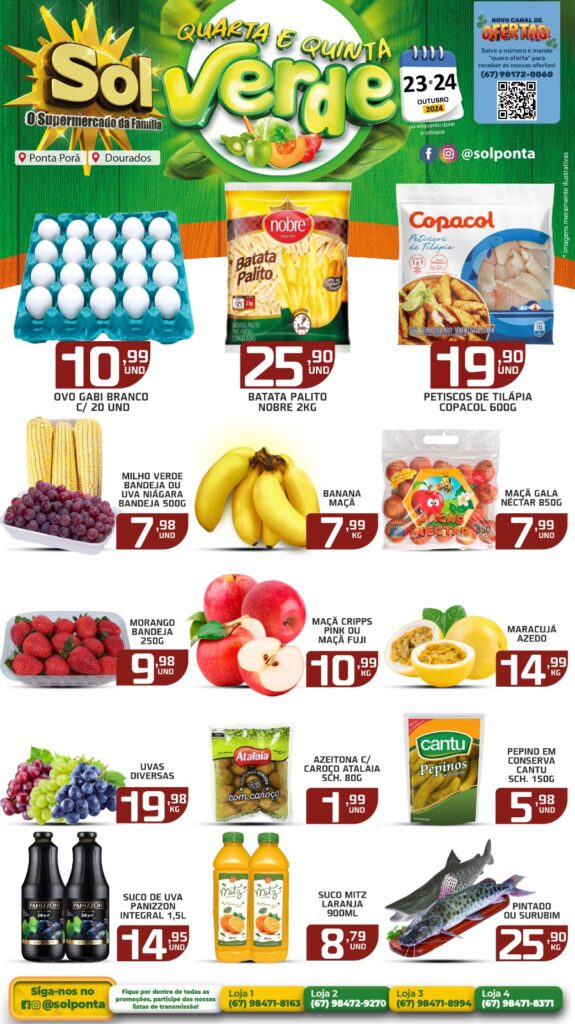 Veja as ofertas da Quarta e Quinta Verde do Supermercado Sol