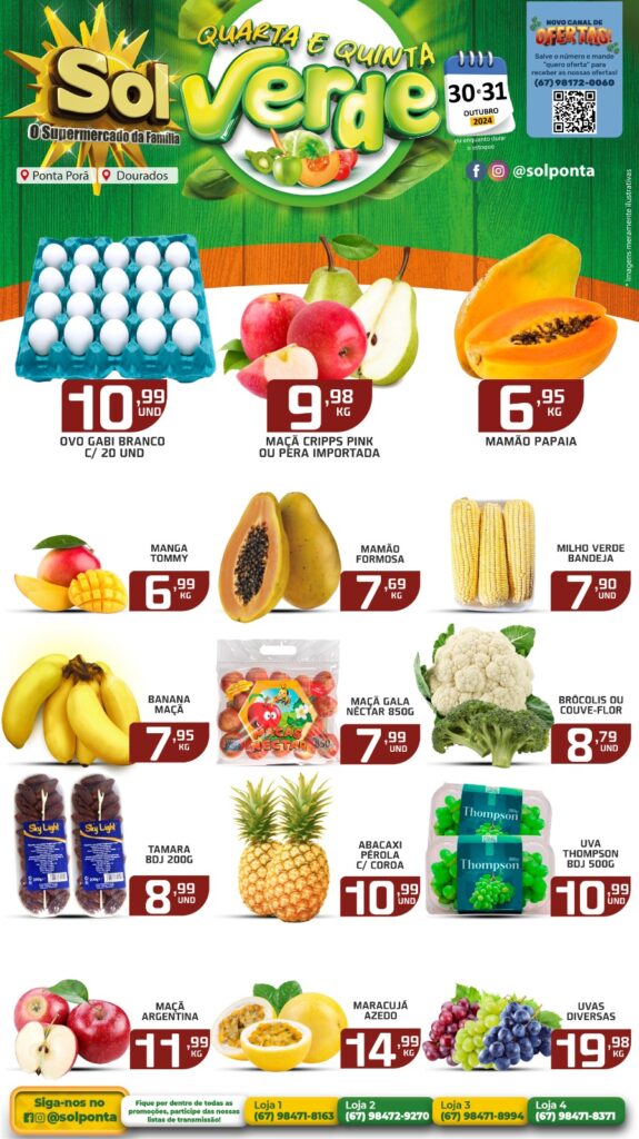 Supermercado Sol e as ofertas da quarta e quinta verde