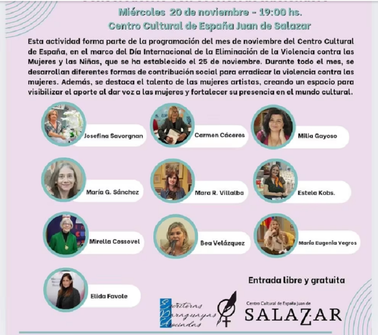 Escritoras paraguayas organizan conversatorio para concienciar sobre violencia contra las mujeres