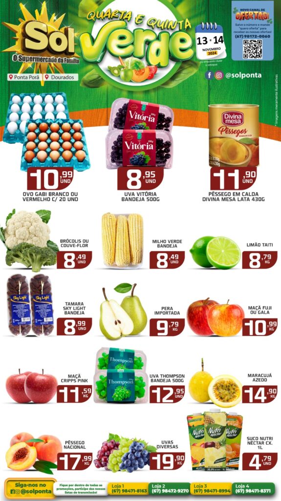 Confira as ofertas da Quarta e Quinta Verde do Supermercado Sol