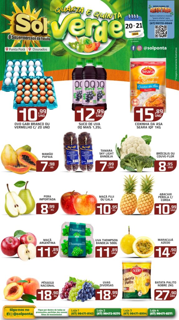 Confira ofertas da Quarta e Quinta Verde do Supermercado Sol