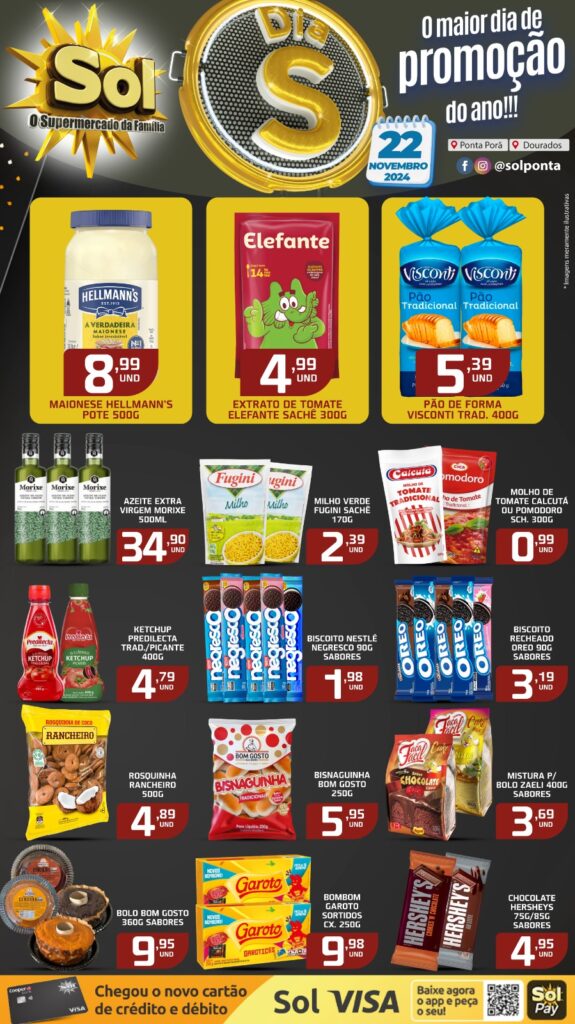 Chegou!! Dia S no supermercado Sol com super ofertas