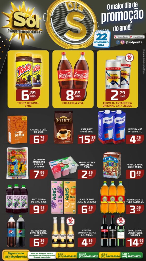 Chegou!! Dia S no supermercado Sol com super ofertas