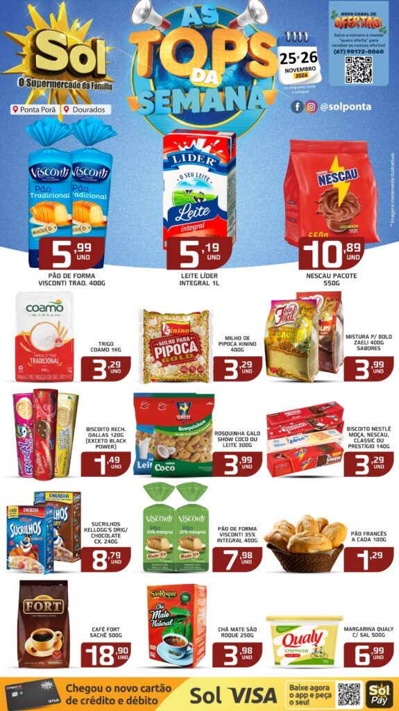 Veja as Ofertas Top da Semana do Supermercado Sol