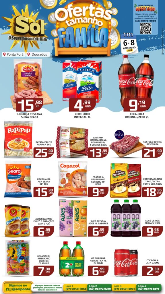 Confira as ofertas Tamanho Família do Supermercado Sol