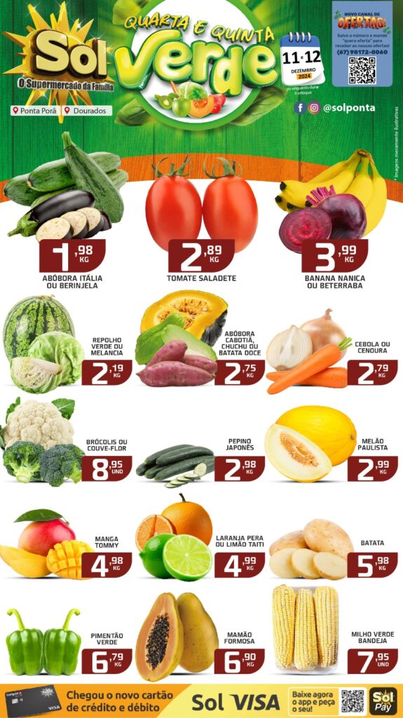 Veja ofertas da Quarta e Quinta Verde do Supermercado Sol