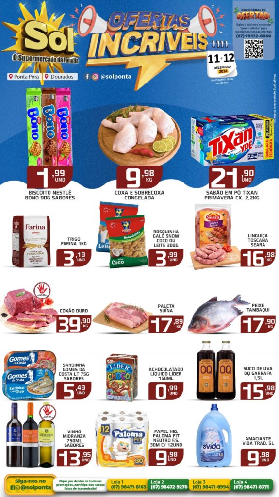 Veja ofertas da Quarta e Quinta Verde do Supermercado Sol