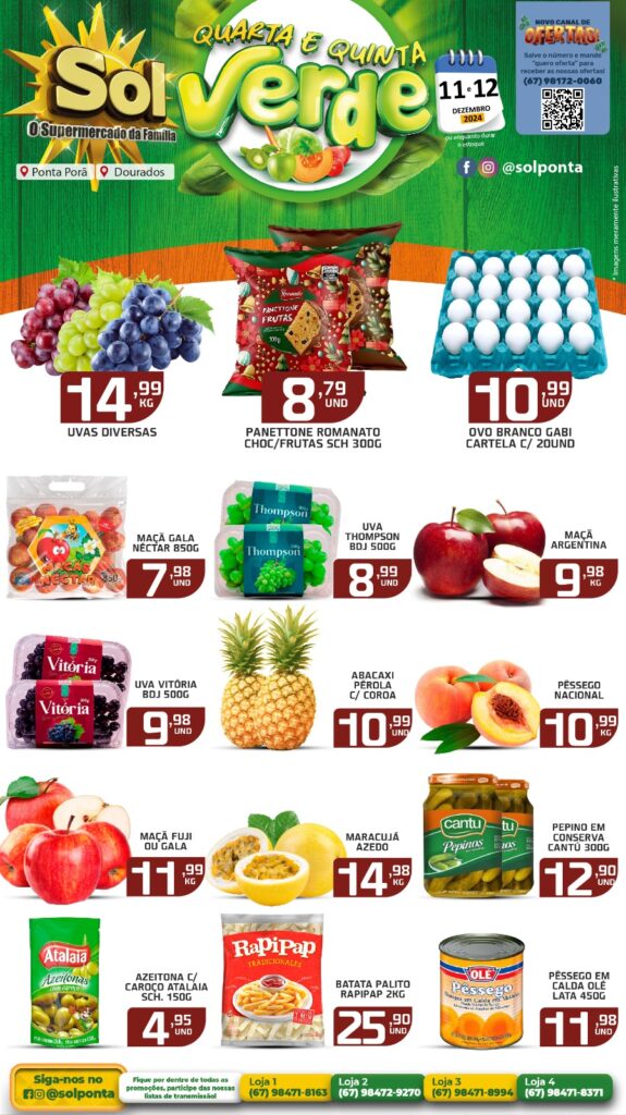 Veja ofertas da Quarta e Quinta Verde do Supermercado Sol