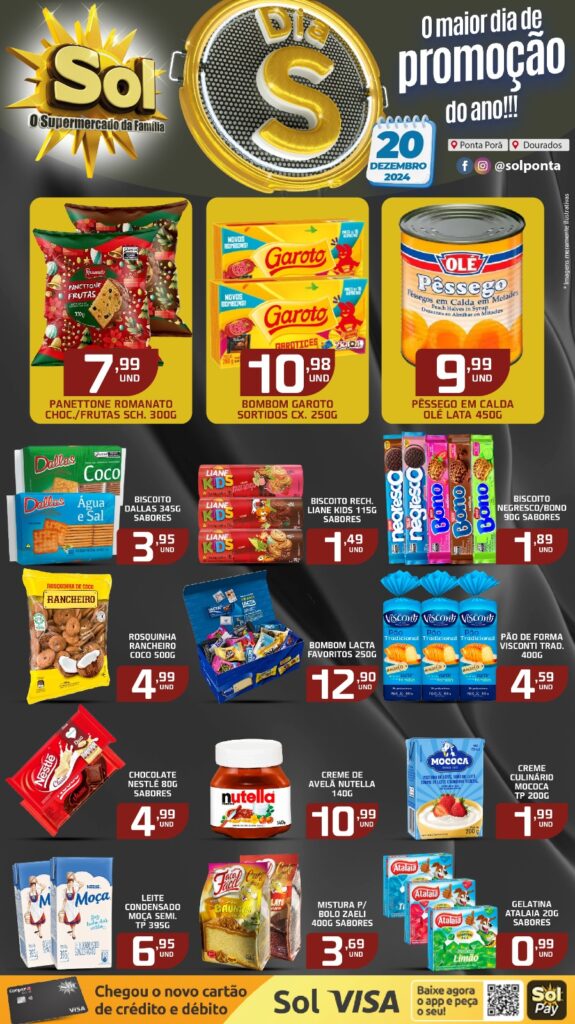 Confira as ofertas Dia S do supermercado Sol para essa sexta, dia 20